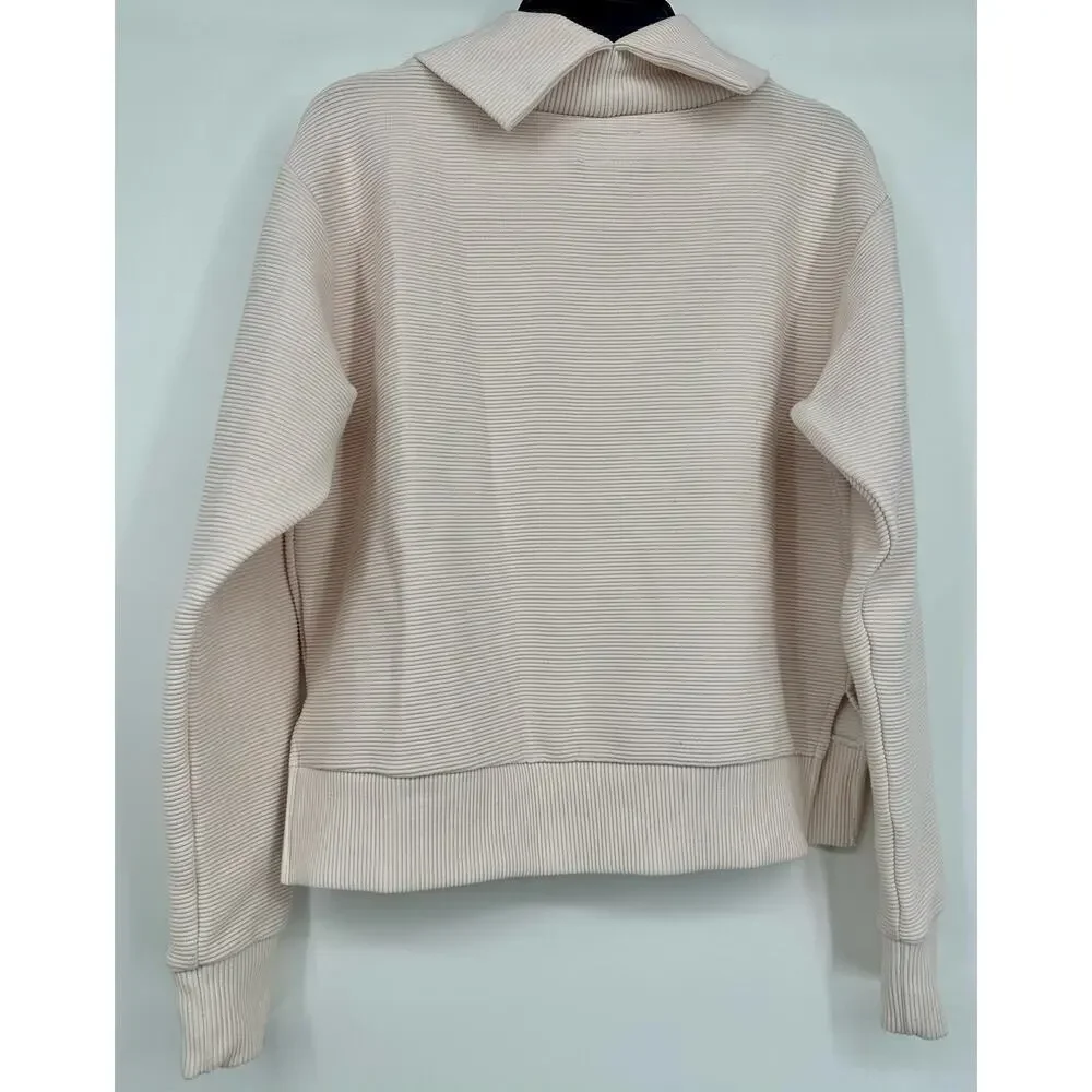 Noli Yoga Noto Ribbed pullover Sweatshirt Size S cream/blush